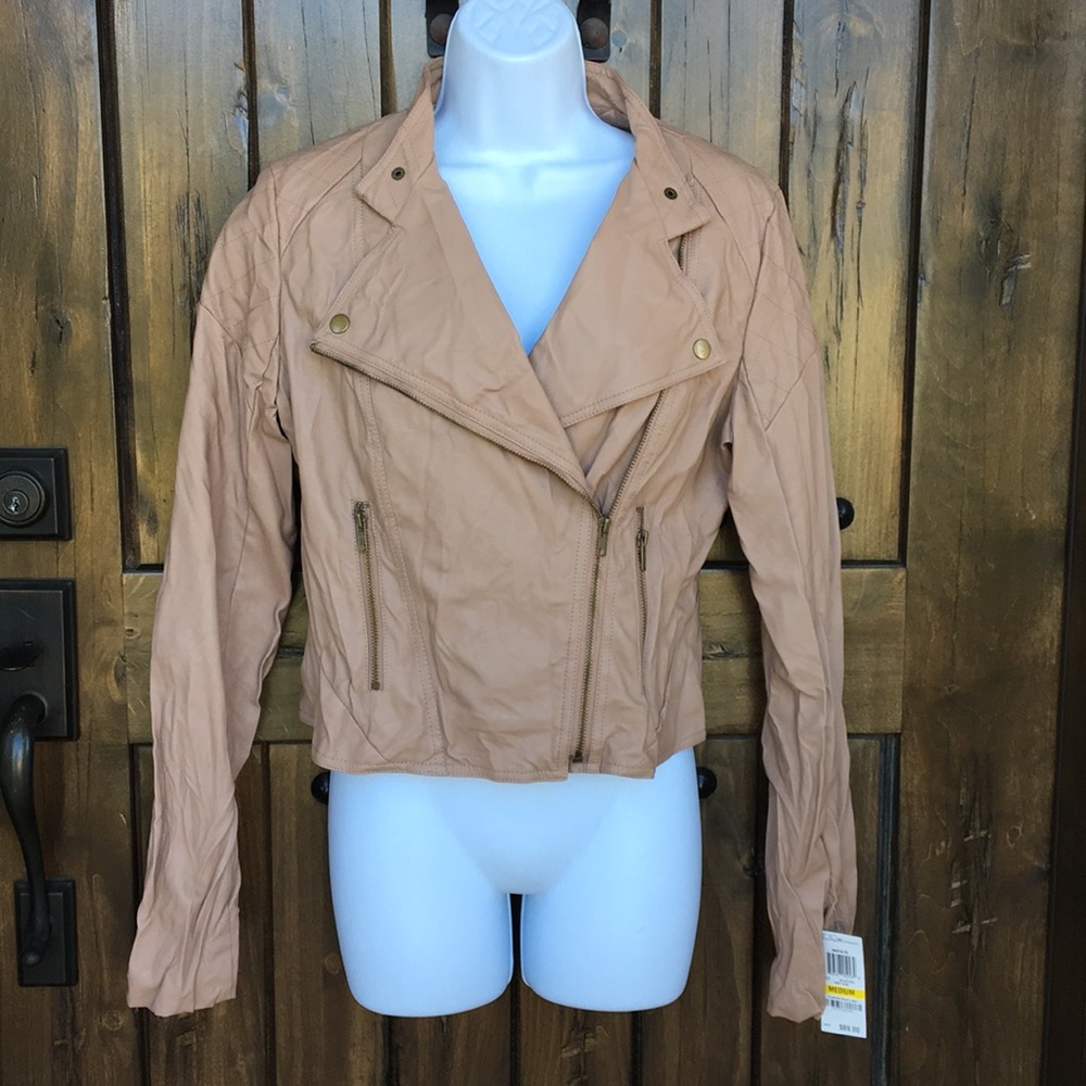 -SOLD-Bar III Cropped Crinkle Moto Jacket M - Picture 1 of 8